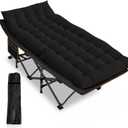 Camping cots, Oversized 32inch Width Portable Foldable Outdoor Bed for Adults Kids, Cot for Traveling Gear Supplier, Office Nap,Support 900 lbs-with Sleeping Pad Mattress (XX-Large, Black)