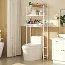 Yuzehuaza 3-Tier Over The Toilet Storage Shelf, Metal Over Toilet Bathroom Organizer with Dividers, Freestanding Bathroom Space Saver Rack with Adjustable Shelf & Feet, White