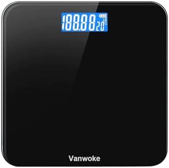 Smart Scale for Body Weight Digital Bathroom Scale with Blue LCD Backlight Display Highly Accurate Body Weight Scale Body Fat Scale Temperature Indication Corner Design 400lbs (Black)