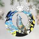 Christmas Ornaments: Stained Glass Ornament, Christmas Tree Ornament, Hanging Ornaments for Home Decor & Xmas Tree Decorations Exquisite Holiday Decor, Gifts & Holiday Present - Wolf