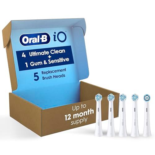 Oral-B iO Ultimate Clean Replacement Brush Heads, 4 Count, 4 Ultimate Clean + 1 Gum & Sensitive White