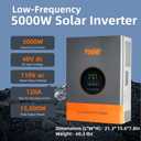 PowMr 5000W Hybrid Solar Inverter 48VDC to 110V/220VAC, 5KW Off-Grid w/Built-in 120A MPPT Charge Controller, Pure Sine Wave Inverter for 48V Lead-Acid & Lithium Battery &User, Peak Power:15000W