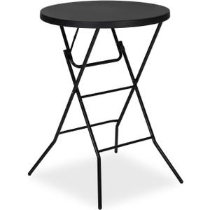 32" Round Folding Table, Portable Bar Height Folding Table with Detachable Legs, Round Foldable Table with HDPE Top for Standing Parties, Balcony, Event, Indoor Outdoor Use (Black, 1 Pack)