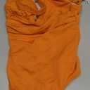 Eomenie Women's One Piece Swimsuit Tummy Control Bathing Suit V Neck Slimming 1 Piece Swimwear (Medium, Orange Ribbed)