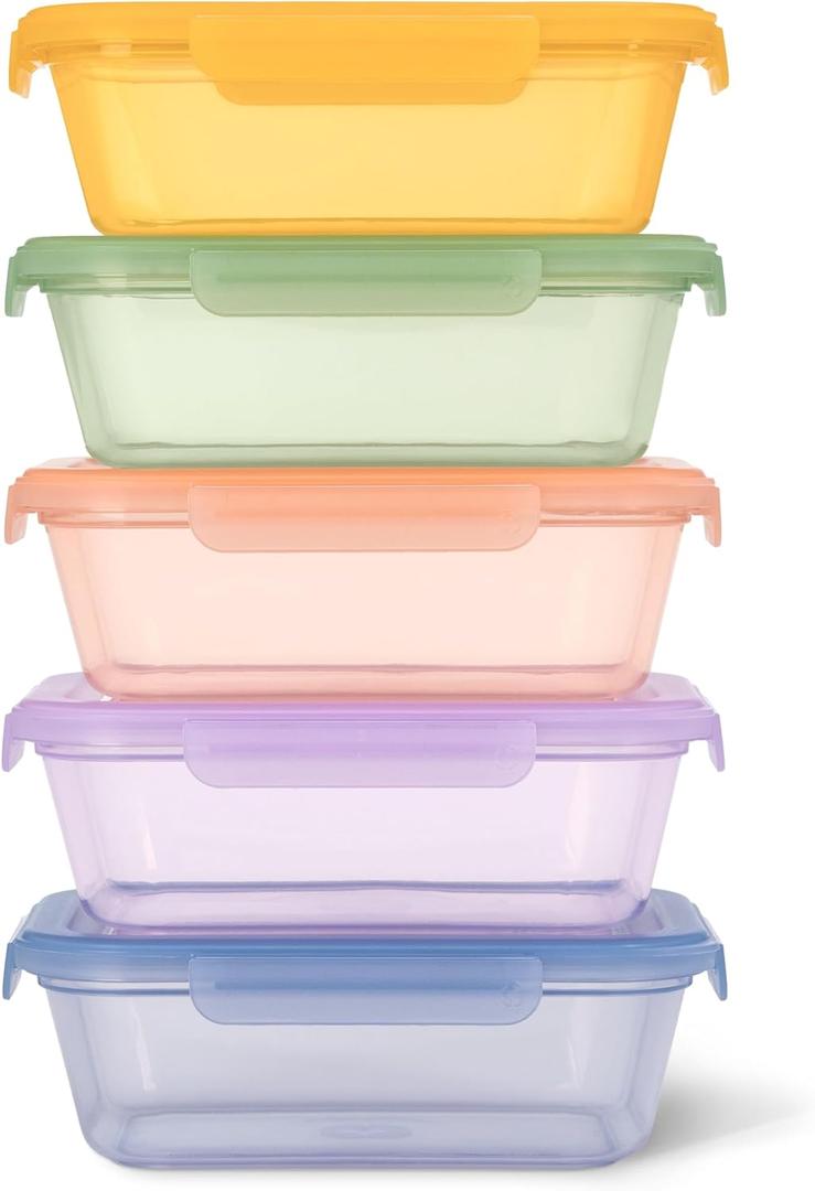 Ello Snap & Nest 10-Piece 4.5 Cup Plastic Meal Prep Set, Reusable Food Containers for Healthy Eating, Freezer, Dishwasher Safe, Cactus Blooms