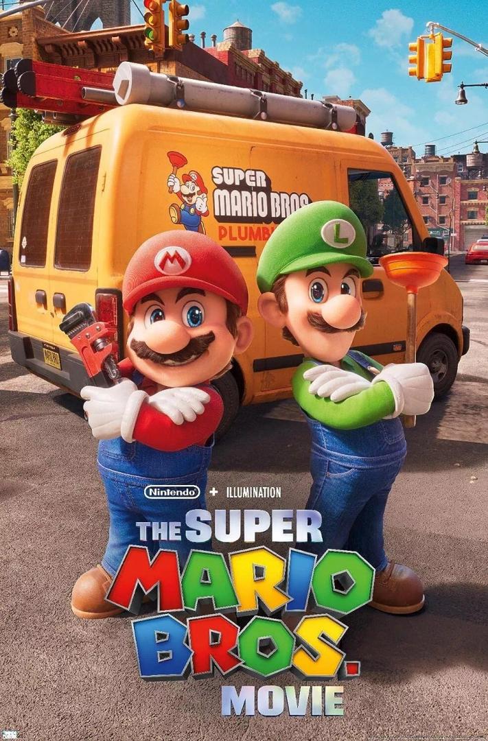 The Super Mario Bros. Movie Wall Poster 22x34 Nintendo Brooklyn Plumbing Van Art, 4 Pack