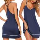 Ekouaer Women's V Neck Racerback Sleeveless Nightgown (Large)