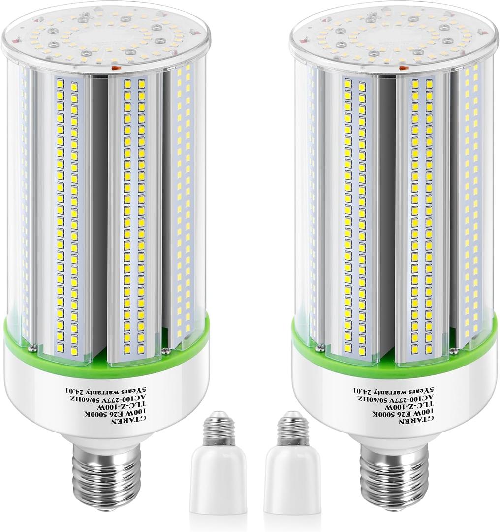 2-Pack 100W LED Corn Bulbs,5000K,AC110-277V,14000lm,E26/E39 Base,LED Replacement Metal Halide HID CFL for Commercial Industrial Lighting Warehouse High Bay Light Fixture Garage Workshop