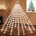 Christmas Tree Lights White Christmas Lights Outdoor Indoor 400Led 10 Lines Christmas Light with 8 Modes and Timer, Fairy Tree Light for Wedding Home Party 6Ft - 9Ft Xmas Trees Decorations(No Remote)