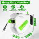 FIXFANS Pressure Washer Hose Reel with 1/4" 65ft Hose, Wall Mounted Retractable Power Washer Reel with Auto Rewind & Hidden Handle, 3600 PSI