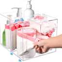 3 In 1 Trash Bag Organizer Under Sink with Grocery Bag Dispenser, Extra Large Acrylic Trash Bag Dispenser with Lid Under Sink for Cabinet, Desktop, Bathroom, Office