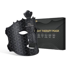 Red Light Therapy for Face, Light Therapy Mask for Firming, Wrinkles & Acne, Wireless Red & 850nm Infrared Light Silicone Mask, 7-Color LED Face Mask Portable for Use at Home & Travel, Black