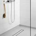 Linear Shower Drain, 24 inch Drain with Tile Insert 2-in-1 Panel, Brushed 304 Stainless Steel Shower Floor Drain, Linear Drain with Hair Strainer and Adjustable Feet