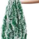 CCINEE Christmas Tinsel Garland, 50 Feet Light Green and White Metallic Twist Tinsel Frosted Garland for Xmas Tree Home Mantle Stair Fireplace Holiday Party Indoor Outdoor Christmas Decoration