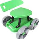 Garden Stool with Wheels, Lightweight Garden Scooter Rolling Seat Cart with Tool Tray and Foam Kneeler Pad for Gardening Work Supplies
