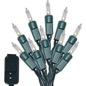 Indoor/Outdoor Multi-Color Musical Christmas Lights - Plays 25 Classical Holiday Songs - 8 Function Chaser - Green Wire - 26 Ft Wire Length, 2" Space Between Bulbs (Warm White)
