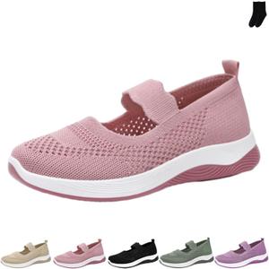 Women's Mesh Breathable Slip on Casual Mary Jane Walking Shoes, Summer Comfortable Orthopedic Sneakers, Flat Lightweight Non-Slip Tennis Shoes (39, Pink)