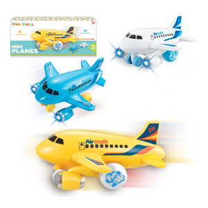 KIDSTHRILL Kids Airplane Toy for Boys & Girls. Set of Three Toy Airplanes with Flashing Lights, Music & Airplane Sound, Push and Go Toy Plane Gift Toys for Toddler Boys 2 3 4 5 6 7 Years Old & up
