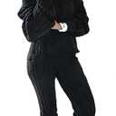 Lucuna Two Piece Outfits for Women Solid Rib Knit Pullover Sweater Tops & Tight Long Pants Warm Fall Outfits, M