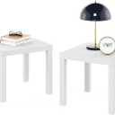 Furinno Classic Homey Square Parsons Side End Table, Set of 2, White, Standard, Set of 2