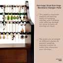 Earring Organizer Stand with Drawer & Necklace Holder - 4-Tier Solid Wood Jewelry Display, 64 Holes, 63 Grooves + Ring & Bracelet Space,Anti-Wobble for Vanity Dresser,Women Gift (Chocolate Brown)