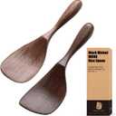 Black Walnut Wooden Cooking Spoons Set - 1 Flat + 1 Angled Rice Scooper, Durable & Eco-Friendly for Cooking & Serving - Perfect for Kitchen Enthusiasts and Gourmet Lovers