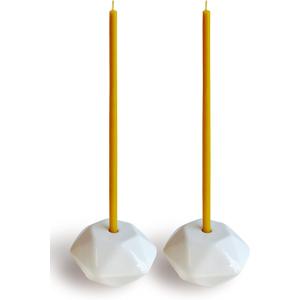 Set of 2 Small White Ceramic Candleholders for Votprof Slim Taper Candles, Durable, Modern Design