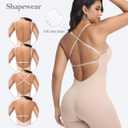 SHAPESHE Strapless Shapewear for Women Backless Bodysuit Tummy Control Built-in Bra Low Back Deep U Plunge Body Shaper (L)