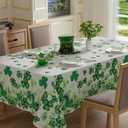 XCHI Watercolor Green Shamrocks Clovers St. Patrick's Day Tablecloth Rectangle Table Cloth Washable Table Covers for Indoor Dining Home Party Decorations 60x104 Inch