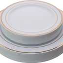 Exquisite Reflective Plastic Plates-60 Peices Premium Heavyweight Plastic Dinnerware (30-10.25" Dinner and 30-7.5" Salad/Dinner) Wedding Like China (Rose Gold)