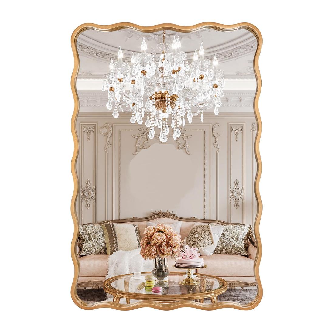 30 x 40 Inch Gold Wavy Mirror, Bathroom Mirror with Metal Frame
Rectangular Vanity Mirror for Over Sink, Entryway, Living Room, Bedroom, Horizontal or Vertical