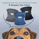 wegreeco Washable Dog Diapers - Washable Male Dog Belly Wrap - Pack of 3 - (Black, Charcoal, Navy, Medium)