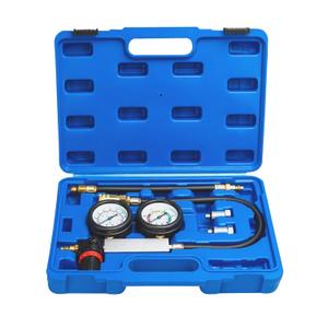 Cylinder Leak Down Tester Kit Compression Leakdown Detector Leakage Test Set for Gasoline Engine Leak Detection Tester Kit Dual Pressure Gauges