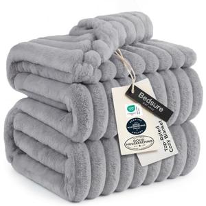 Bedsure GentleSoft Blankets Queen Size for Bed - Cozy Soft Blankets for Women, Cute Large Fleece Throws for Girls, Light Grey, 90x90 Inches