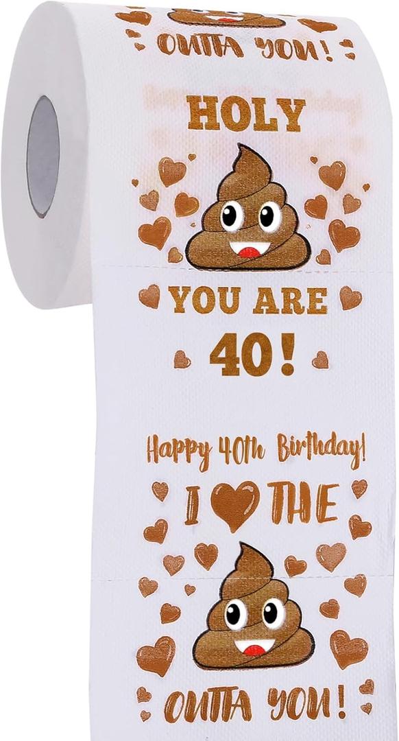 40th Birthday Gifts for Women, Men, Her, Him - Happy Prank Toilet Paper - 40th Birthday Decorations, Party Supplies Favors - 40 Years Old Funny Gag Gift Ideas, Novelty Bday Present for Friends, Family