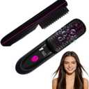 Go Brush Pro 2026 for Short Hair, Portable Straightener Brushes for Travel, with LCD Temperature Display, Fast Heating Cordless Mini Hair Brushes (Black)