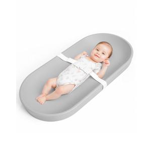 COMOMY Baby Changing Pad for Dresser - Wipeable Changing Pad with Restraining Belt, Waterproof, Soft, Lightweight and Portable, Easy to Clean for On The Go Diaper Change, Light Grey