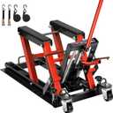 VIVOHOME 1500 LBS Hydraulic Motorcycle Lift Jack, Heavy-Duty Steel ATV Lift Stand with Wheels & Handle, for Motorcycles, Dirt Bikes, ATVs (Red)