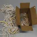 Mkono Macrame Hanging Photo Display Wall Decor with String Lights, Boho Wooden Beads Garland Collage Picture Card Frame Holder with 45 Clips for Bedroom Living Room Dorm, Teen Girls Christmas Gifts (Large, Ivory)