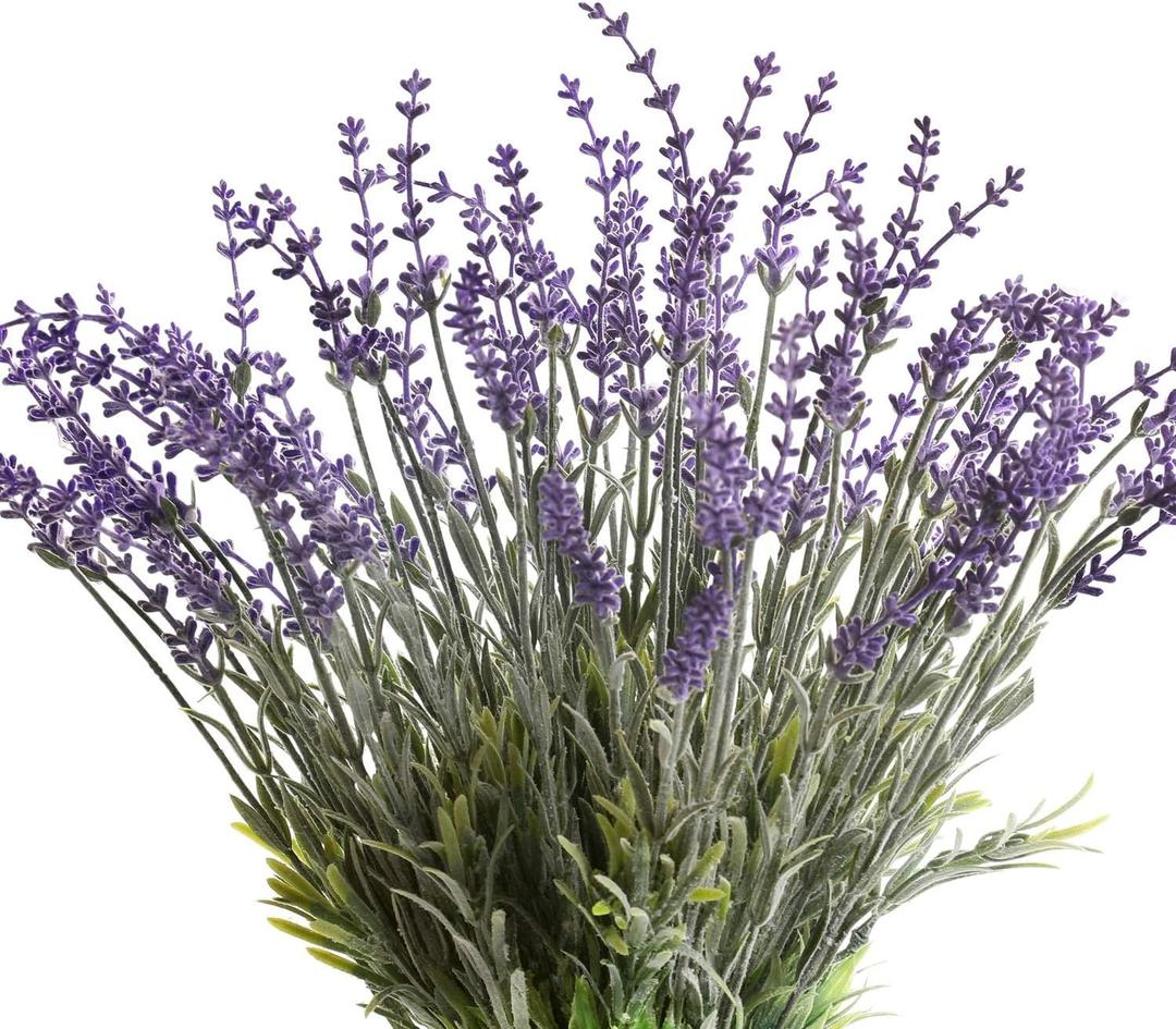 Flojery Artificial Lavender Flowers with Silk Flocked Fake Lavender Plant for Wedding Home Table Centerpiece Decor-Pack of 4