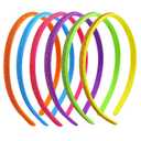 6-Pack Glitter & Solid Thin Headbands for Girls & Women - Colorful Narrow Skinny Hairbands - Rainbow Sparkle Non-Slip Headbands for Daily Wear, Parties & Gifts