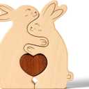 Wooden Easter Bunny Family Puzzle, Personalized Wooden Bunny Puzzle Customized 2 Name Puzzle for Home Crafts Easter Decor House Warming Birthday Family Party Gifts for Mother's Day New Baby (Rabbit)