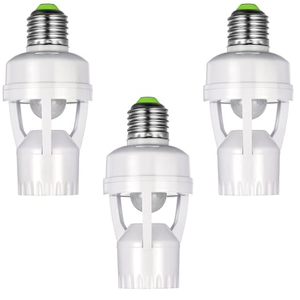 Hortsun 3 Pieces Hortsun Motion Sensor Light Socket Smart Screw in Light Bulb Outlet Compatible with E26/e27 Motion Activated Bulb Holder Adapter Automatic Control for Garage Storage Room