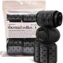 Kitsch Ceramic Thermal Hair Rollers for Women - Self Grip Rollers for Blowout Look Long Hair, Curlers for Medium & Short Hair, Large Roller for Volume Curls, Ceramic Coated, Easy to Use - 8pcs, Black (8 Count (Pack of 1), Variety Pack)