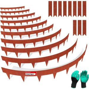 33ft. Cor-Ten Steel Landscape Edging (10-Pack) 40" Metal Edging for Landscaping with 11 Stakes, Hammer-in Metal Landscaping Edging for Yard Pathway & Flower Beds Lawn Edge for Garden Design