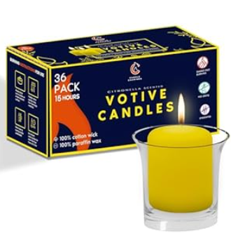 Candle Charisma Fresh Touch Scented Votive Candles - 10 Hour Burn time - Set of 12 for Dinner, Wedding, Halloween and Holiday Decorations