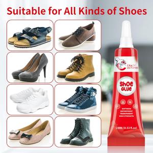 Shoe Glue, Strong, Clear Shoe Repair Glue for Sneakers, Boots, Handbags, Soles, Heels, Works on Leather, Rubber, Canvas, 15ml Tube
