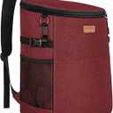 Camping Cooler Backpack 30 45 Cans, Soft Backpack Coolers Insulated Leak Proof Travel Cooler Bag Waterproof Lunch Picnic Beach Work Trip Thermal Bag Drink Beverage Beer Bag Cooler (Wine Red)