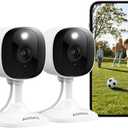 AOQEE 2K Cameras for Home Security-Outdoor/Indoor Camera for Dog/Cat/Pet/Nanny/Baby, Color Night Vision, White Light, Siren, 24/7 SD Recordings, Works with Alexa/Google Home, C1-White-2P (2.4Ghz WiFi)