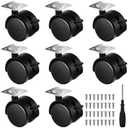 Barydat 8 Pieces 2 Inch Furniture Casters Wheels Lockable Replacement Plastic Cart Casters 360 Degree Swivel Cart Roller Wheels with Brakes Plate Rollers for Workbenches Table Drawer Plant Shelf (Flat Style)